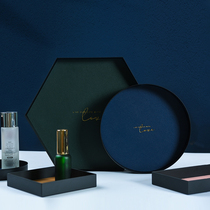 Morandi colour leather disc desktop debris jewellery containing box rectangular pallet decorative pendulum with key disc Xuan guan