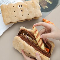 Sandwich biscuit plush love Primary School student stationery box girl version pencil bag ins large capacity Japanese high face value