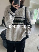 France Rouje Chic easing advanced senses numb sweatshirt for womens autumn and winter retro cover 100 hitch a little crowdsweater