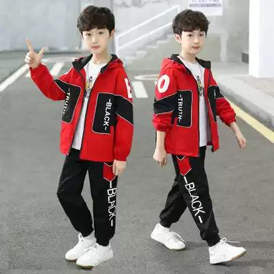 Boys' suit 2021 Spring New Tide handsome fashionable middle child spring and autumn coat thin sports two-piece set