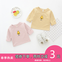 Baby girl T-shirt spring and autumn baby base shirt Pure cotton thin section child girl spring top Female treasure spring dress foreign style