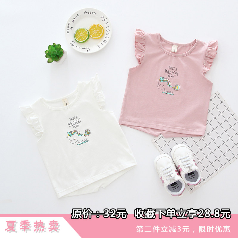 One-and-a-half-year-old female baby summer dress 1-3 princess 0 baby girl short-sleeved top pure cotton white female treasure T-shirt Korean version of the tide 2