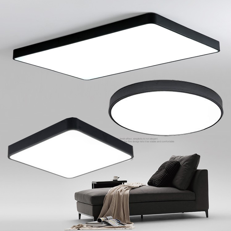 Rectangular Living Room Lamp Black and White Simple Modern Led Bedroom Ceiling Lamp Dining Room Round Balcony Study Lamp
