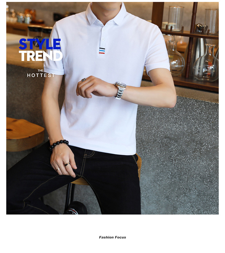 Áo thun cotton nam tay ngắn Paul mùa hè thanh niên vạt áo cổ chữ V nam rộng phiên bản Hàn Quốc của quần áo mùa hè mỏng ao thun polo nam