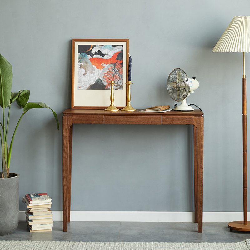 Dongyu Nordic Black Walnut Solid Wood Shutdown Table New Chinese-style Wall Strip Table for Table Simply Narrowing to the Wall Strip