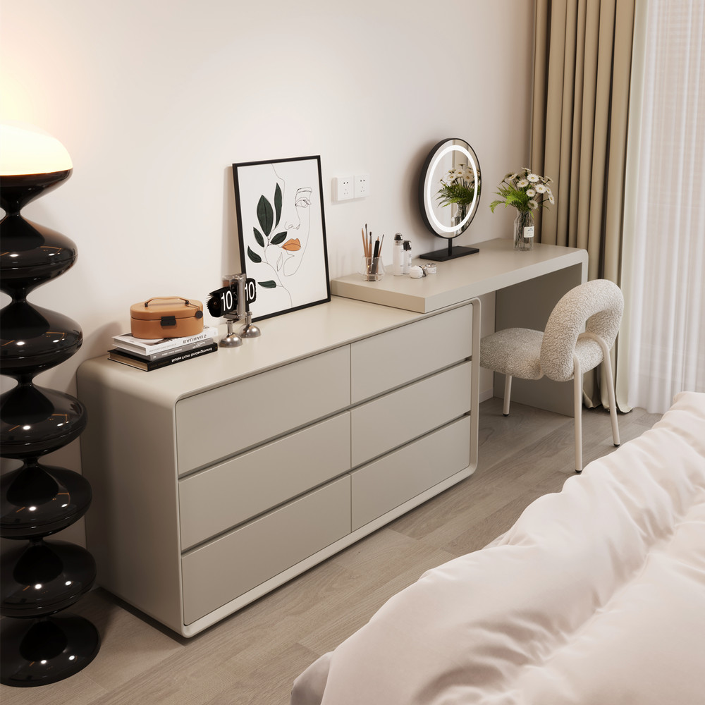 Bucket Dresser Dresser Integrated Master Bedroom Cream Wind Superior bed tail solid wood Makeup Table Desk Containing Cabinet-Taobao