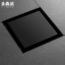 European printing black floor drain Invisible deodorant shower room floor drain Extended square large displacement long strip bathroom floor drain