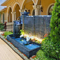 Large European-style water curtain wall water wall Fountain Fish Tank Living Room Indoor Feng Shui Recruiting floor screens Water View Swaying Pieces