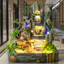 Large Villa Fake Mountain Flowing Water Fountain Pendulum Pieces Big Fish Pond Fish Tank Wind Water Wheel Strokes garden patio floor water view