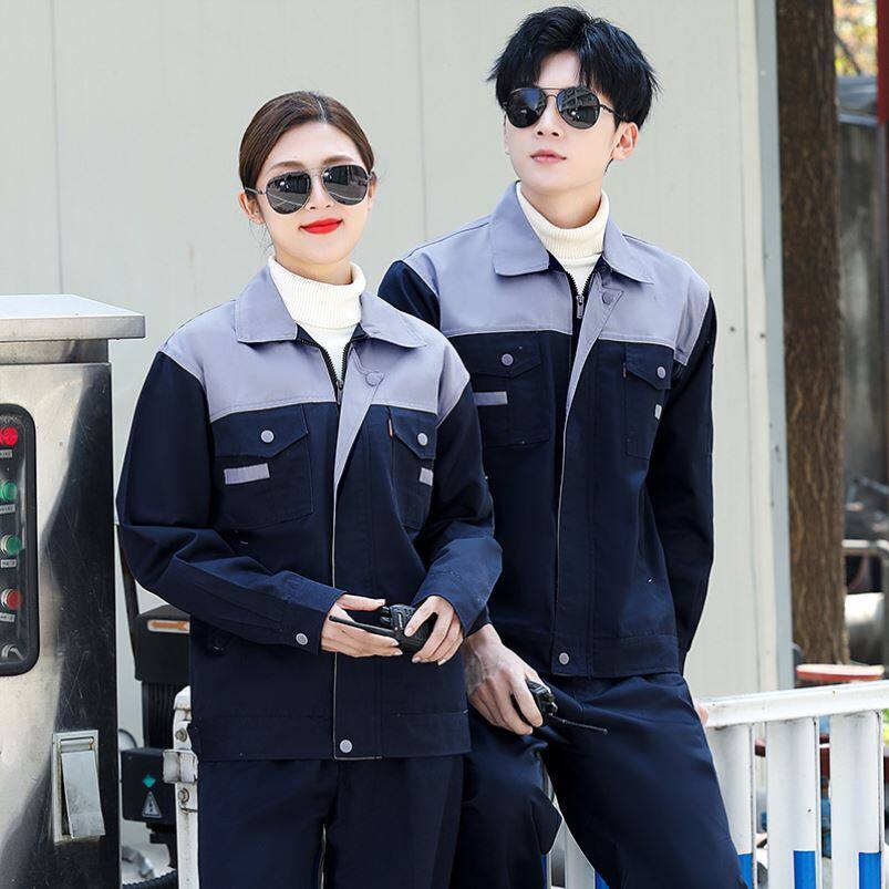 Work clothes suit men's abrasion resistant steam repairing work clothes with reflective blouses customized spring and autumn long sleeve workshop labor conserved