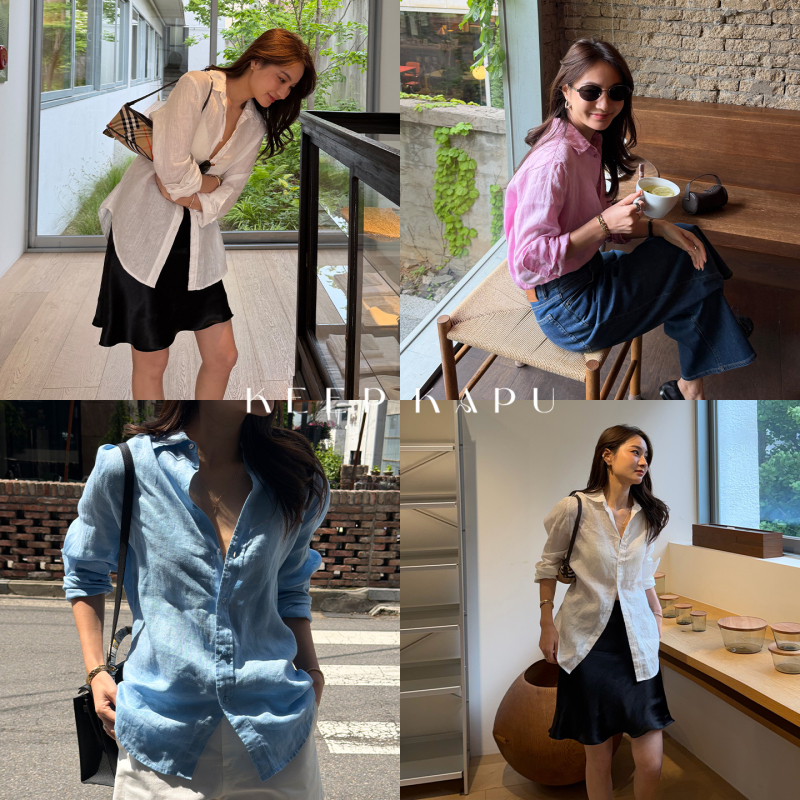 Reliable Keep Kapu Ralph Shirt, Linen Classic Old Money Style Top, V-Neck Solid Color Loose Shirt for Women