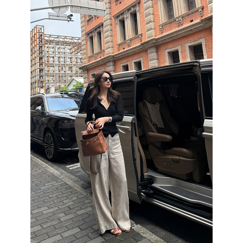 Reliable Keep Kapu Khaki Magic Pants Heavy Linen Old Money Style Straight-Leg Pants Mid-Waist Simple Casual Pants for Women Reliable Keep Kapu Khaki Magic Pants Heavy Linen Old Money Style Straight-Leg Pants Mid-Waist Simple Casual Pants for Women