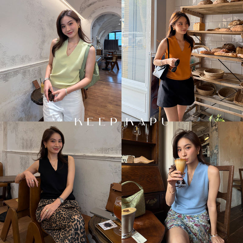 Reliable Keep Kapu Vanilla Muffin Summer Slimming Elegant Sleeveless Top Loose V-Neck Inner Vest for Women Reliable Keep Kapu Vanilla Muffin Summer Slimming Elegant Sleeveless Top Loose V-Neck Inner Vest for Women