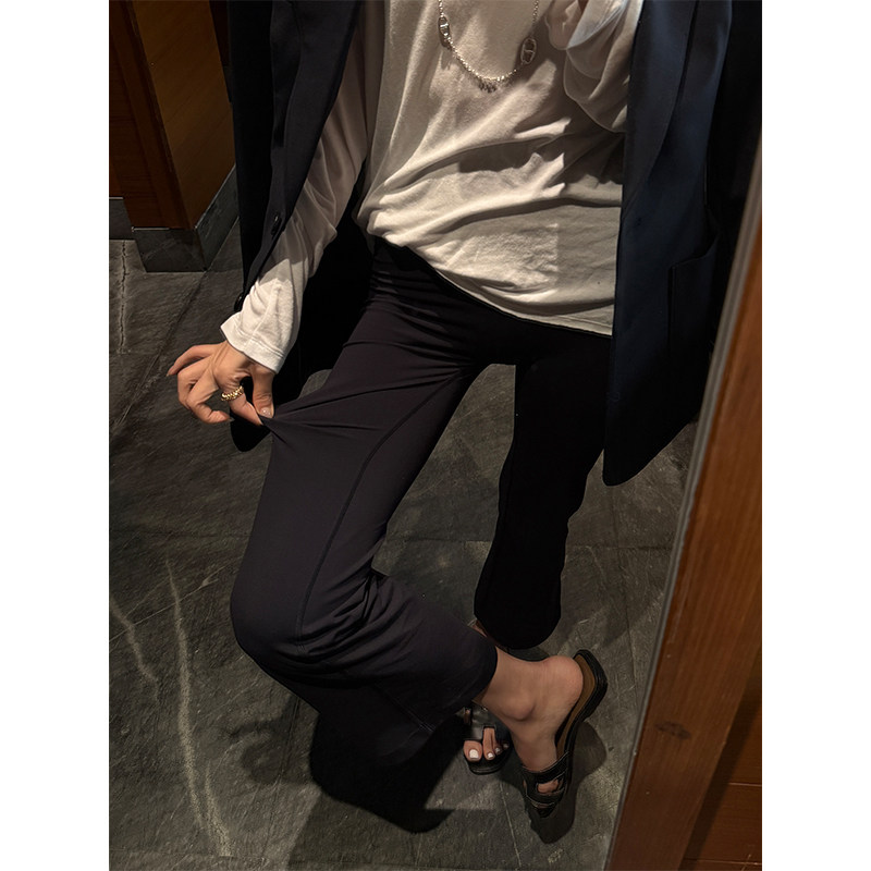 信頼できるKEEPKAPU【ミラクルパンツ】薄手で着け心地抜群のハイウエスト、ヒップアップ効果のあるブラックフレアクロップドヨガパンツ（レディース、夏用）