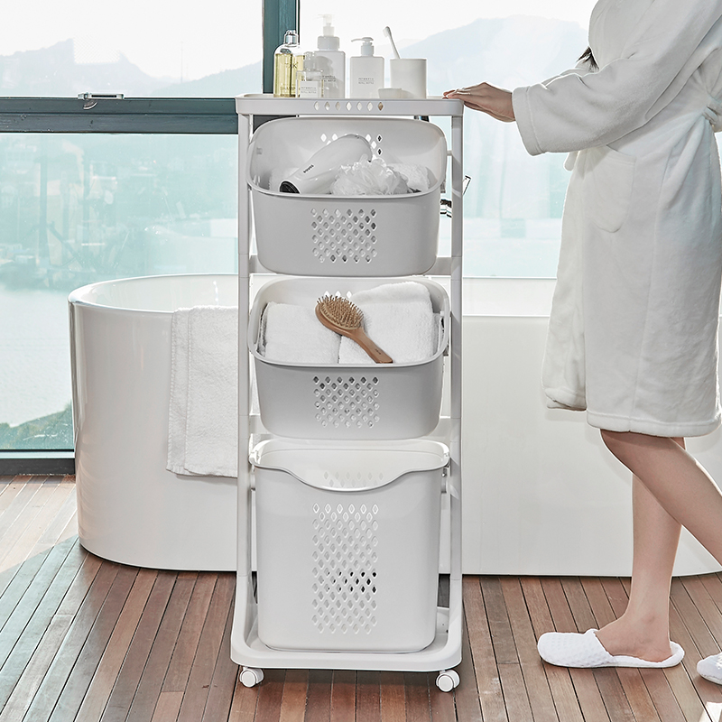 Household dirty clothes basket multi-layer clothes storage basket dirty clothes basket powder room bathroom rack laundry storage basket artifact