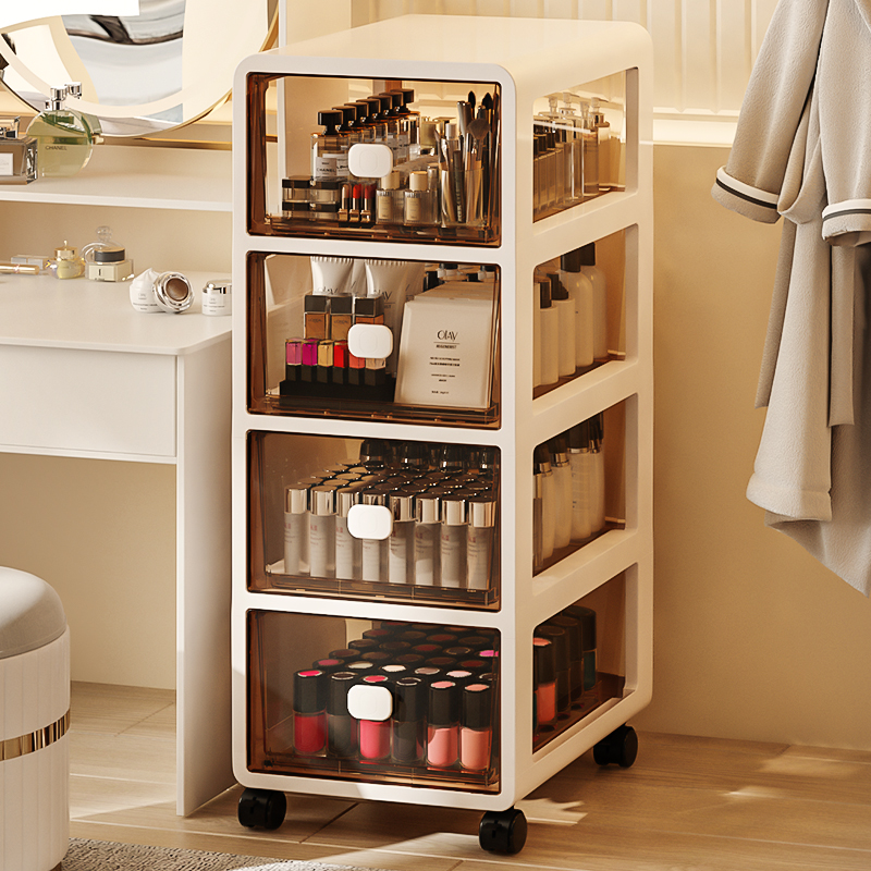 Cosmetic storage box drawer-type mobile skin care cabinet floor-to-ceiling transparent table under-shelf multi-layer storage box mask