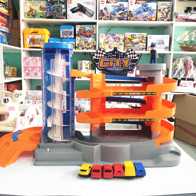 Weifeng Science and Education Car Parking Factory Toy City Building Track Set Fire Police Electric Track Gift