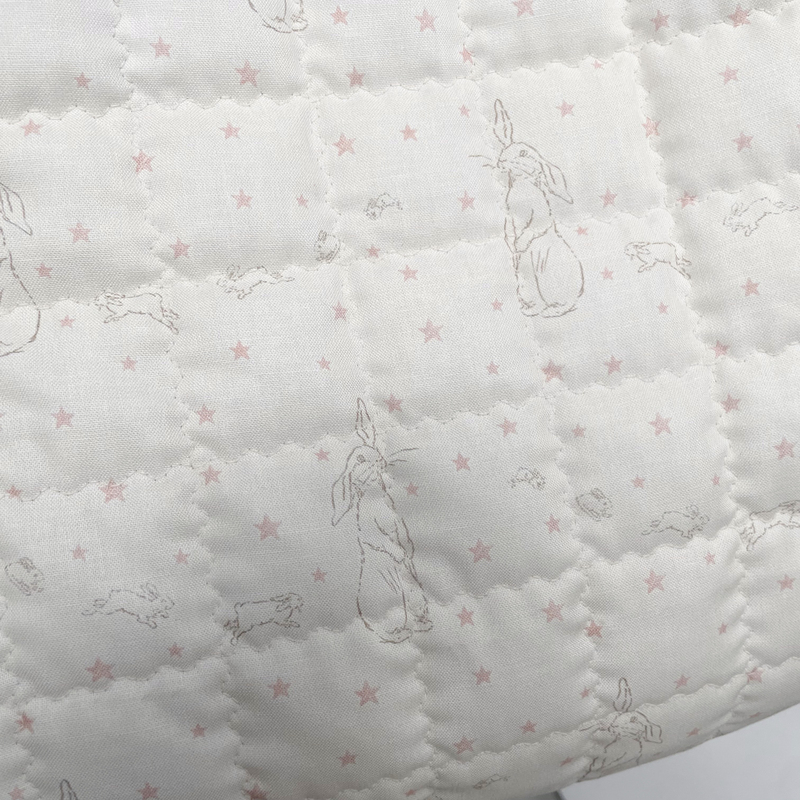 Quilted Fabric with Starry Rabbit Pattern, Quilted Cotton Fabric for Vests, Loungewear, Bags, and Cotton Clothing