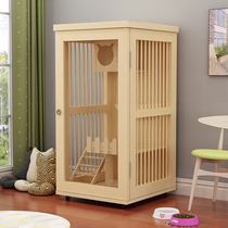 Solid wood household cat cage Double-layer three-layer cat villa custom big cat cage Cat house wooden cat cabinet Glass small display cage
