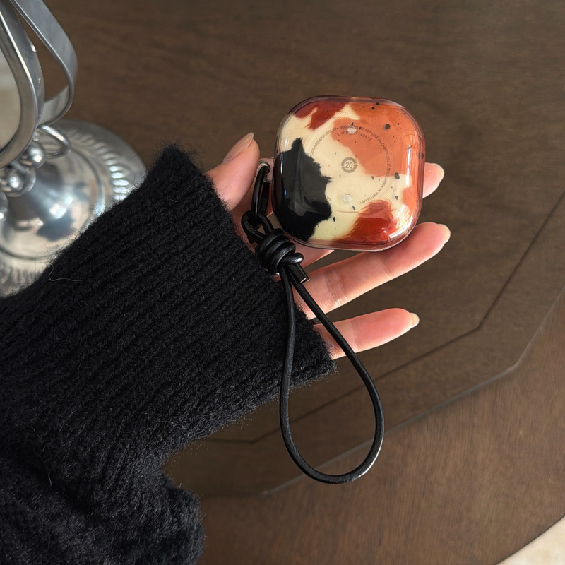 Samsung Huawei Earphone Case with Amber Color and Splash Ink Design Suitable for Huawei Freebuds Se2/Se3 Protective Case Samsung Buds 2Pro Earphone Case