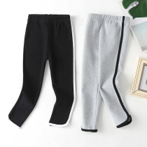 Girl Beats Bottom Pants Pure Cotton Korean Version Elastic Middle Child Outwear Casual Pants Spring Autumn Money 3 Four 5 Year Old Baby Long Pants