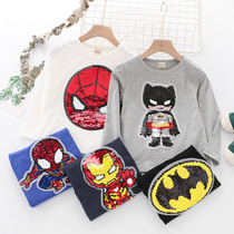 Boys long sleeve T-shirt Wang Wang Team Spider-Man Superman Superman Colour Bright Film Necropolis Childrens Baby Pure Cotton Blouse Spring