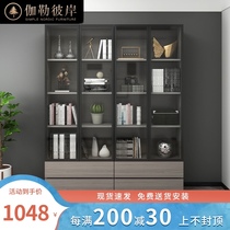 Nordic modern minimalist small apartment bookcase storage bookcase Glass door free combination bookcase cabinet C01