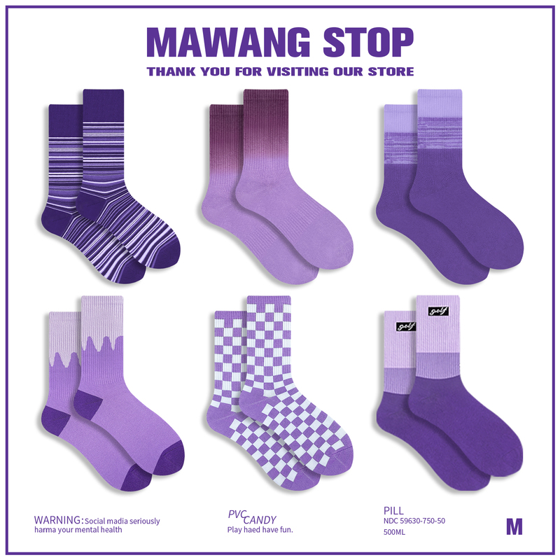 【Mawang】Purple Socks, Light Purple, Dark Purple, Trendy Mid-Calf Socks, Pure Cotton, Unisex, ins Fashionable Versatile Long Socks 【Mawang】Purple Socks, Light Purple, Dark Purple, Trendy Mid-Calf Socks, Pure Cotton, Unisex, ins Fashionable Versatile Long Socks