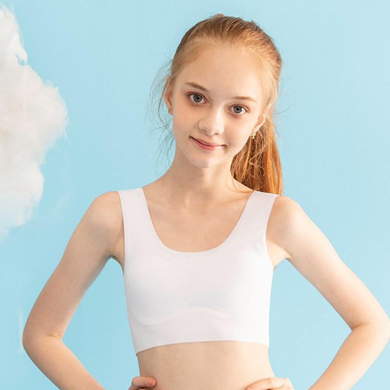 Girls small vest underwear junior high school students 9-12 years old during development wear ice silk traceless summer children thin