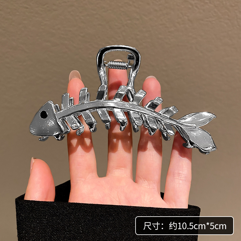 images 25:Silver large-scale grip clip senior hair clip female head spoon shark clip headdress red new card in 2023