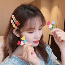 Net red sweet color color love wooden hairclip hipster Korean side clip cute hair card broken hair banghai clip headgear