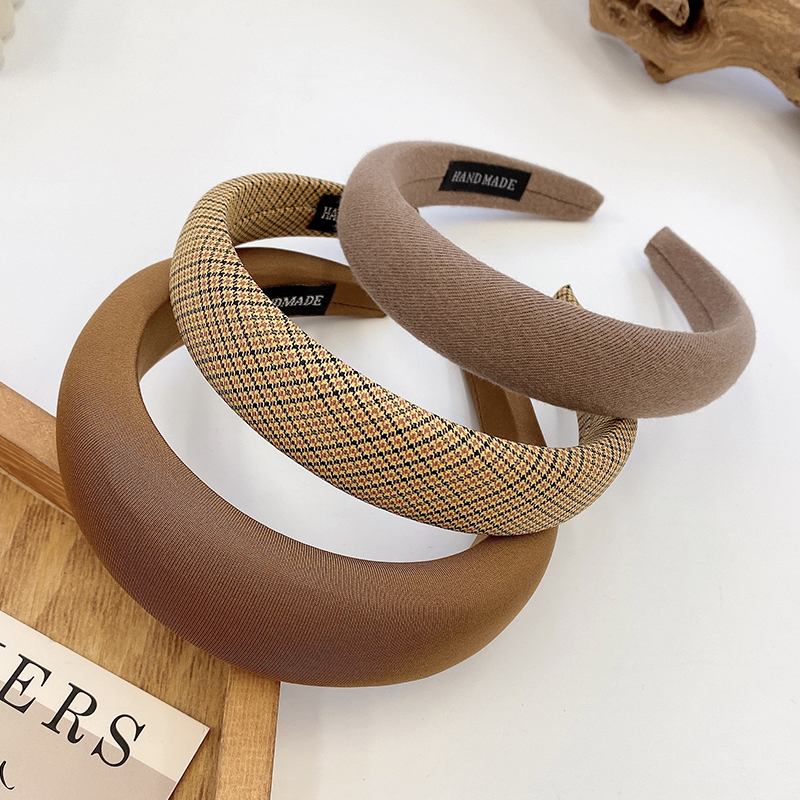 images 41:Milk-colored sponge high-cranial top hair hoop female wash face hoop retro French high-fashioned hair bundle hairpin chuckle headdress autumn winter