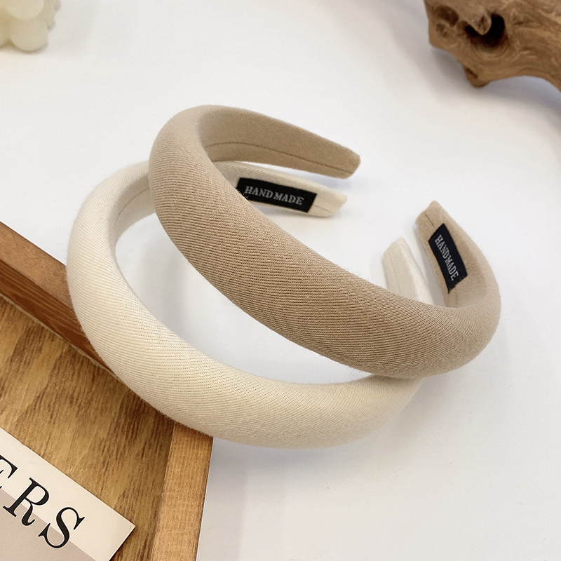 images 36:Milk-colored sponge high-cranial top hair hoop female wash face hoop retro French high-fashioned hair bundle hairpin chuckle headdress autumn winter