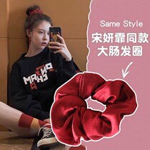 Yu Shuxin with bm fat intestines head rope pig colon circle Hairband Net red ins retro French simple tie hair band Female