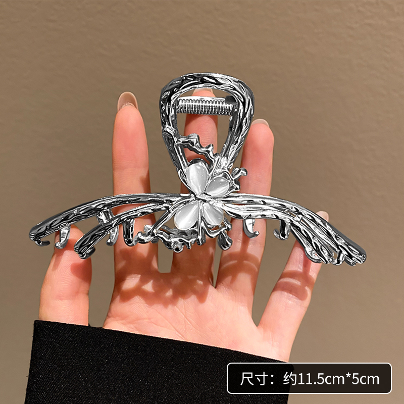 images 17:Silver large-scale grip clip senior hair clip female head spoon shark clip headdress red new card in 2023