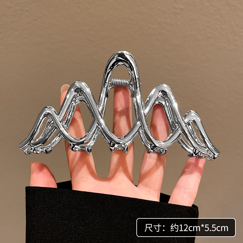 images 10:Silver large-scale grip clip senior hair clip female head spoon shark clip headdress red new card in 2023