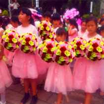 Hand held a silk flower festival event event stage arrangement fake flower dancing and dance silk bouquet hand with emulated flower ball