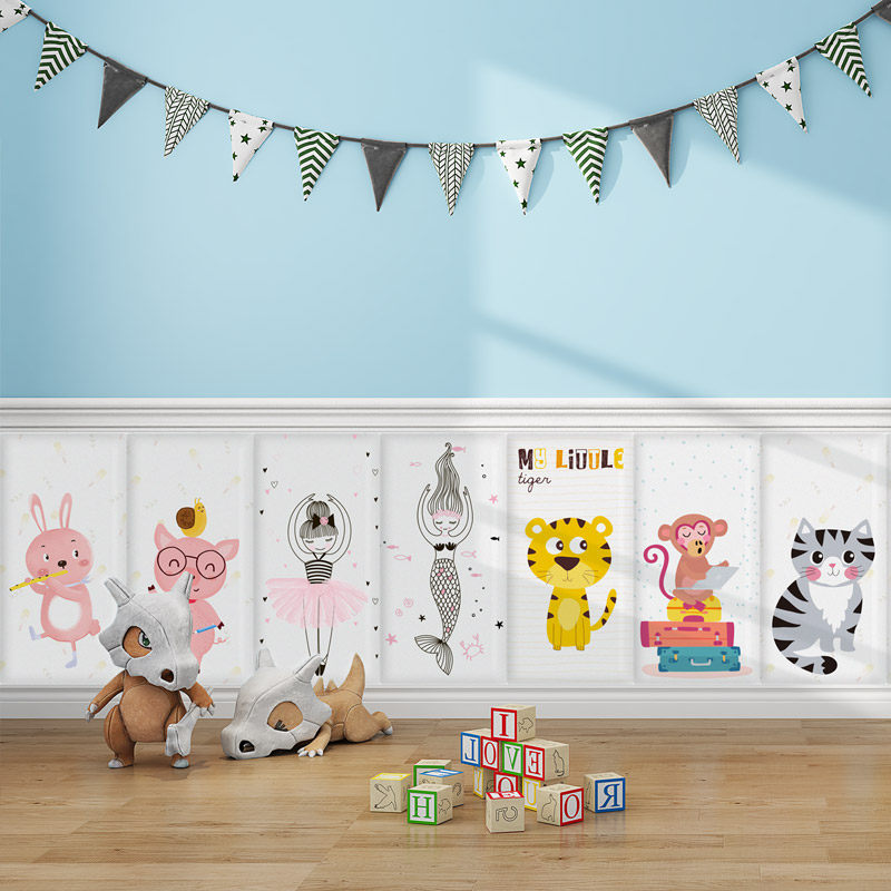 Wallpaper 3d three-dimensional self-adhesive wall stickers Cartoon children's room anti-collision soft bag Kindergarten anti-collision wall stickers Bedroom waterproof stickers