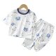 儿童纯棉七分袖空调服套装夏季薄款男女宝短袖家居服睡衣