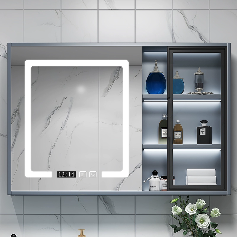 Đèn sang trọng thông minh tủ gương phòng tắm treo tường riêng phòng tắm cảm giác gương lưu trữ hộp gương chống sương mù đèn LED gương trang điểm tủ gương vệ sinh tủ gương lavabo phòng tắm