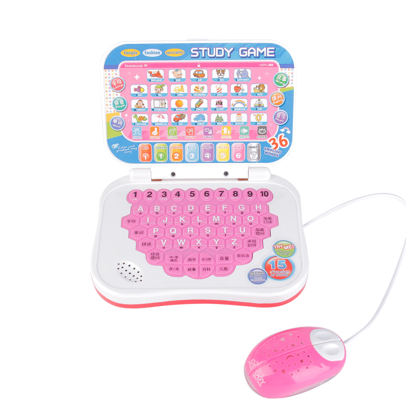 Upgraded 669 (Battery Board) Pink Keyboard & 669 Learning Contentschildren Toys computer Imitation of true and false notebook tablet PC Model simulation keyboard Play the family Early reading Point reader