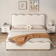 프랑스 크림 스타일 리플 패브릭 침대 라이트 럭셔리 작은 아파트 현대적인 간단한 인터넷 연예인 침대 마스터 침실 1.5m 더블 침대