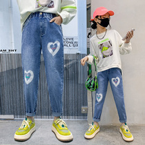 Girl Pants Spring Autumn Season Outside Wearing 2022 New Yangqi Women CUHK Scout Casual Long Pants Spring Dress Children Jeans