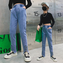 Girl Jeans Spring Autumn Season Outside Wearing 2022 New Yangqi Women CUHK Scout Casual Long Pants Spring Dress Children Pants