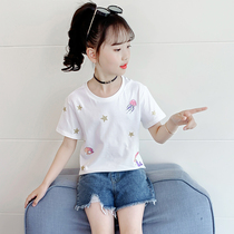 Girl T-Shirt Summer New Fashion Cartoon Printed Foreign Air Large Boy Pure Cotton Child Clothing Tide Children Short Sleeve Blouses