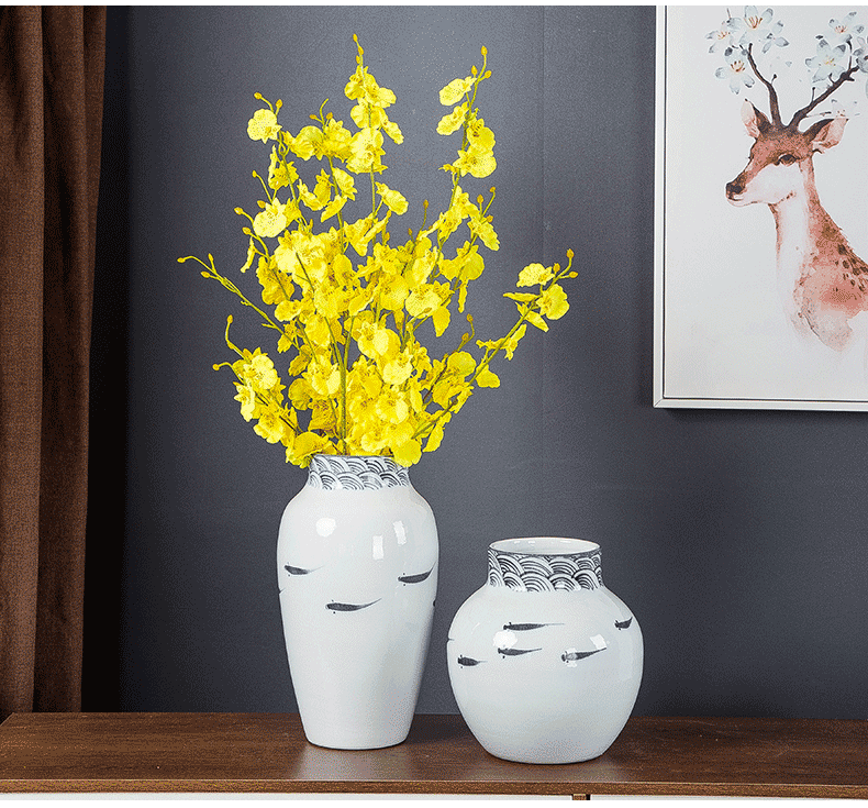 Jingdezhen modern household adornment new Chinese TV ark, ceramic vase in the sitting room porch creative furnishing articles