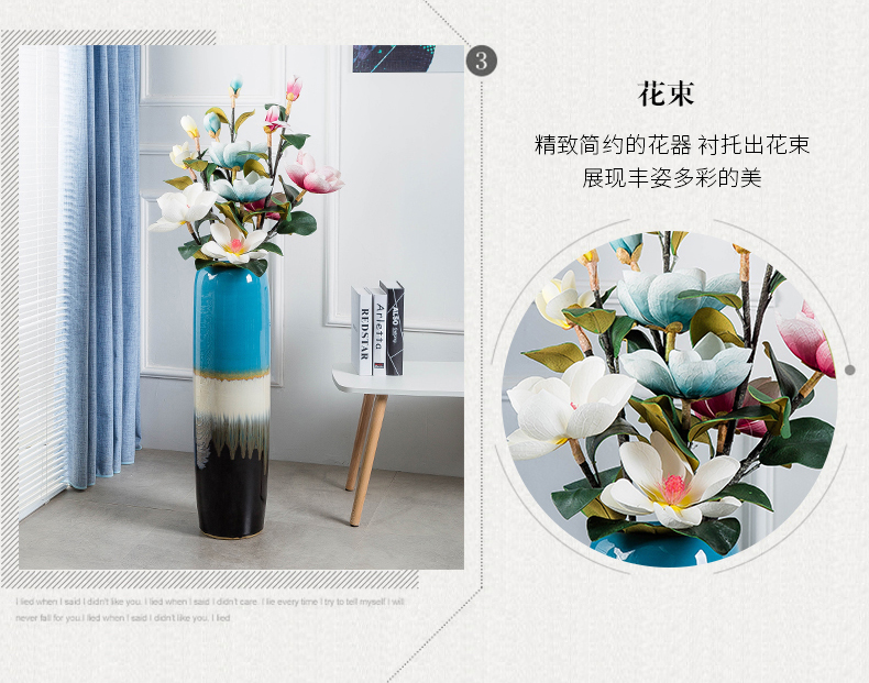 Jingdezhen ceramic vase landing large I and contracted household TV ark, porch, European - style decorative flower arranging furnishing articles