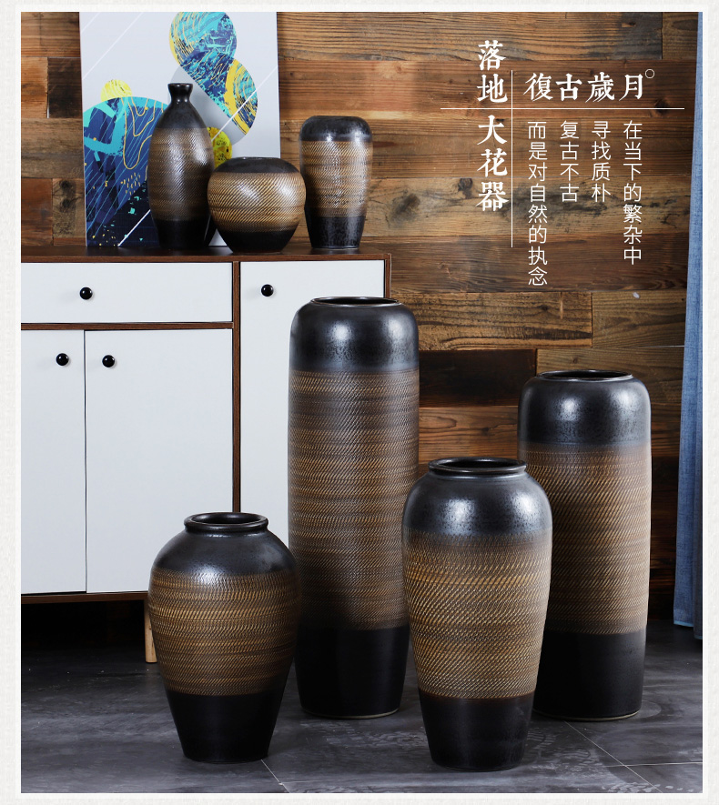 Jingdezhen ceramic vase landing place home porch dried flower adornment sitting room of I and contracted style flower arrangement