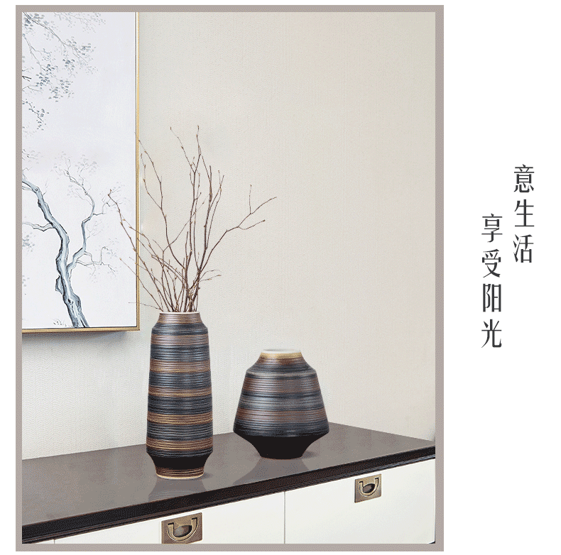 Ceramic vases, furnishing articles decorations living room TV cabinet flower arranging, creative new Chinese style decoration Japanese zen move