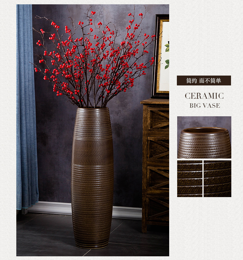 Jingdezhen ceramic vase landing large modern contracted household dry flower arranging flowers sitting room porch decoration furnishing articles